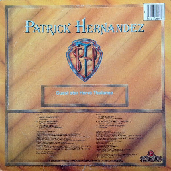 Patrick Hernandez : Born To Be Alive (LP, Album, Ter)