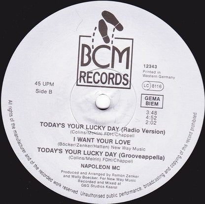 Napoleon MC : Today's Your Lucky Day (12")