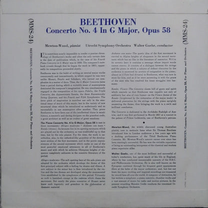 Ludwig Van Beethoven, Utrechts Stedelijk Orkest, Mewton-Wood, Walter Goehr : Concerto No. 4 In G Major, Opus 58 For Piano And Orchestra (10", Mono)