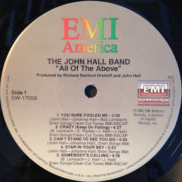 The John Hall Band : All Of The Above (LP, Album, Los)