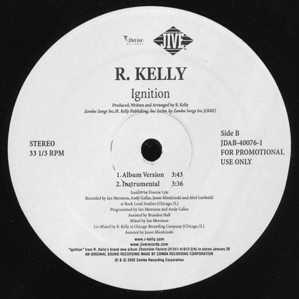 R. Kelly : Ignition & Ignition-Remix (12", Single, Promo)