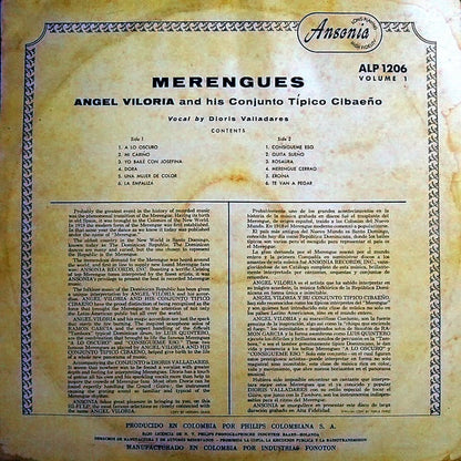 Angel Viloria Y Su Conjunto Típico Cibaeño : Merengues Vol. 1 (LP, Album)