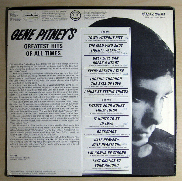 Gene Pitney : Greatest Hits Of All Time (LP, Comp)