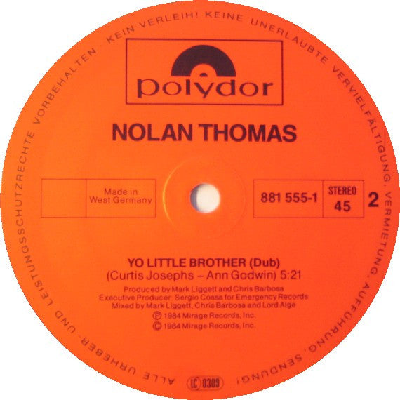 Nolan Thomas : Yo Little Brother (12", Maxi)