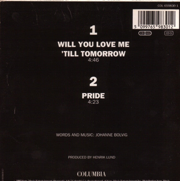 Johanne Bolvig : Will You Love Me 'Till Tomorrow (CD, Single)