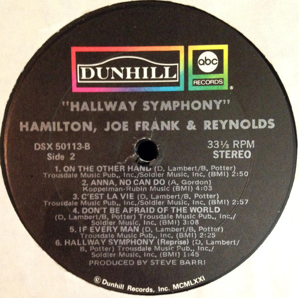 Hamilton, Joe Frank & Reynolds : Hallway Symphony (LP, Album)