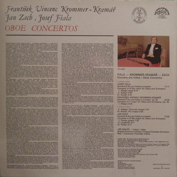 František Vincenc Kramář - Krommer, Jan Zach, Josef Fiala (2) - Jiří Krejčí (2), Prague Chamber Orchestra, František Vajnar : Oboe Concertos (LP, RP)