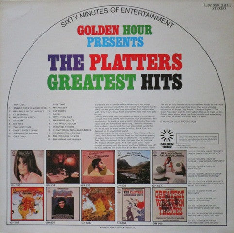 The Platters : Golden Hour Presents The Platters Greatest Hits (LP, Comp, Yel)