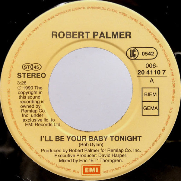 Robert Palmer And UB40 : I'll Be Your Baby Tonight (7", Single)