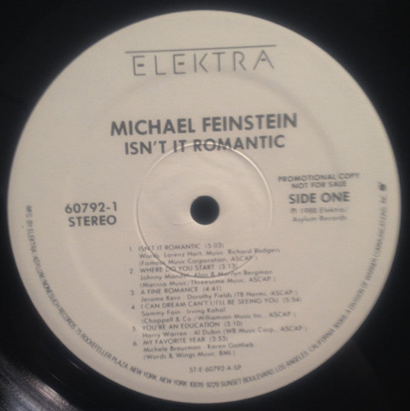 Michael Feinstein : Isn't It Romantic (LP, Album, Promo)