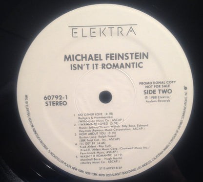 Michael Feinstein : Isn't It Romantic (LP, Album, Promo)