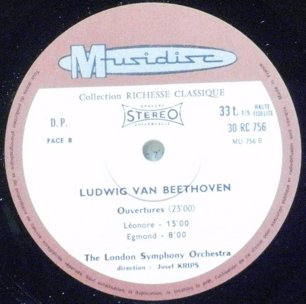 Josef Krips, The London Symphony Orchestra, Ludwig van Beethoven : Symphonie No. 8 Et Ouverture (LP, RE)