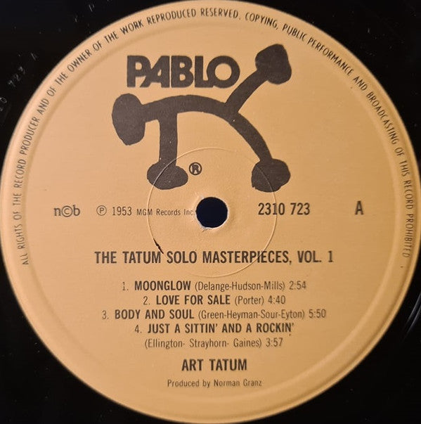 Art Tatum : The Tatum Solo Masterpieces, Vol. 1 (LP, Album)