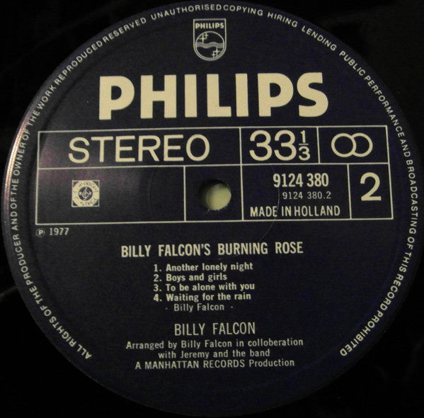 Billy Falcon : Billy Falcon's Burning Rose (LP, Album)