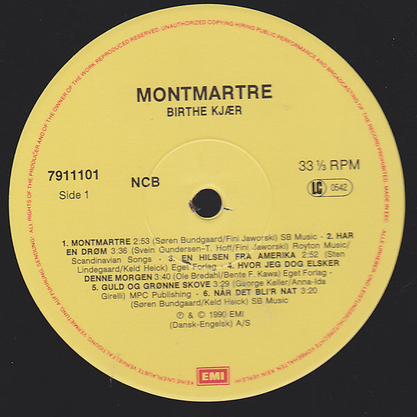 Birthe Kjær : Montmartre (LP, Album)