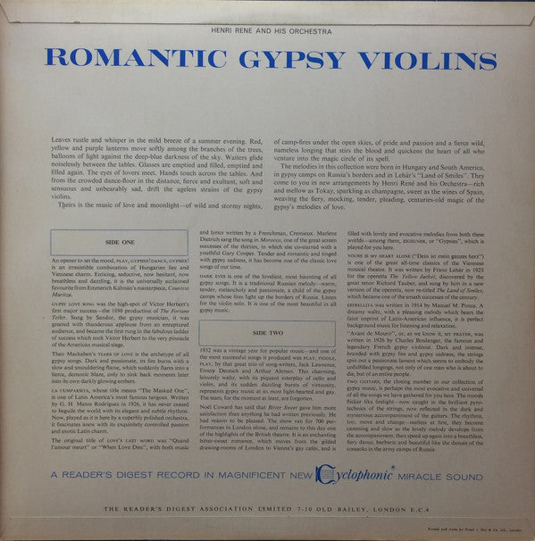 Henri René And His Orchestra : Romantic Gypsy Violins (LP, Mono)