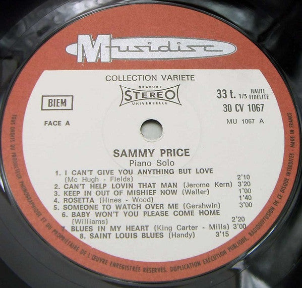 Sammy Price : Original Piano Solo (LP)