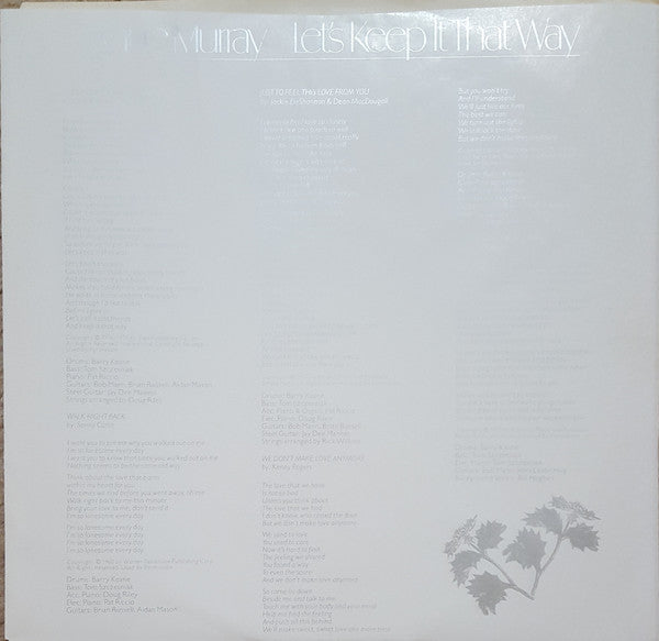 Anne Murray : Let's Keep It That Way (LP, Album, Club, Col)