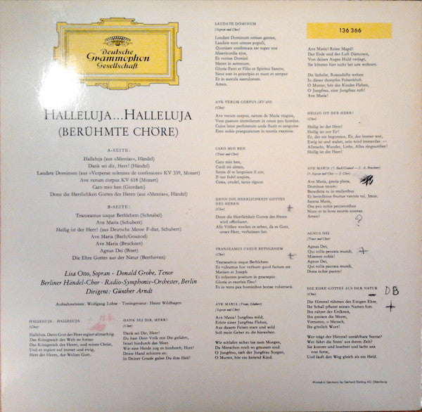 Berliner Händel-Chor, Radio-Symphonie-Orchester Berlin, Günther Arndt : Halleluja... Halleluja (Berühmte Chöre) (LP, RP)