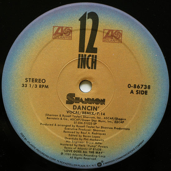 Shannon : Dancin' (12", Single)