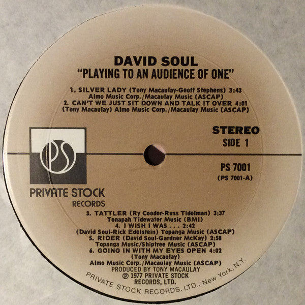 David Soul : Playing To An Audience Of One (LP, Album, Mon)