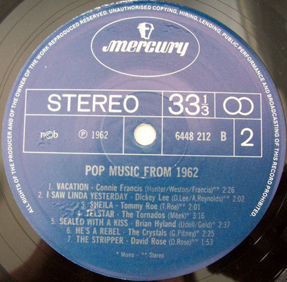 Various : Pop Music From 1962 (LP, Comp, Mono)