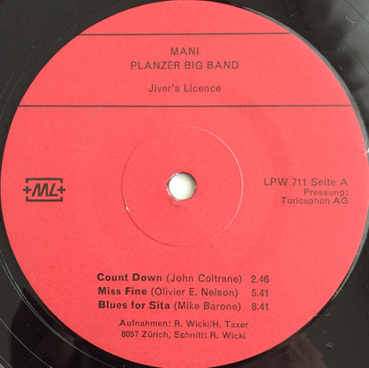 Mani Planzer Big Band : Jiver's Licence (LP)