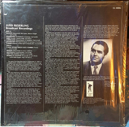 Jussi Björling : Fabulous Radio Performances 20th Anniversary Tribute 1911-1960 (LP, Album, Comp)