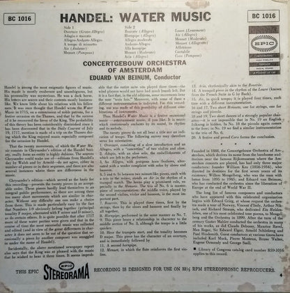 Georg Friedrich Händel / Concertgebouworkest, Eduard van Beinum : Water Music (LP)