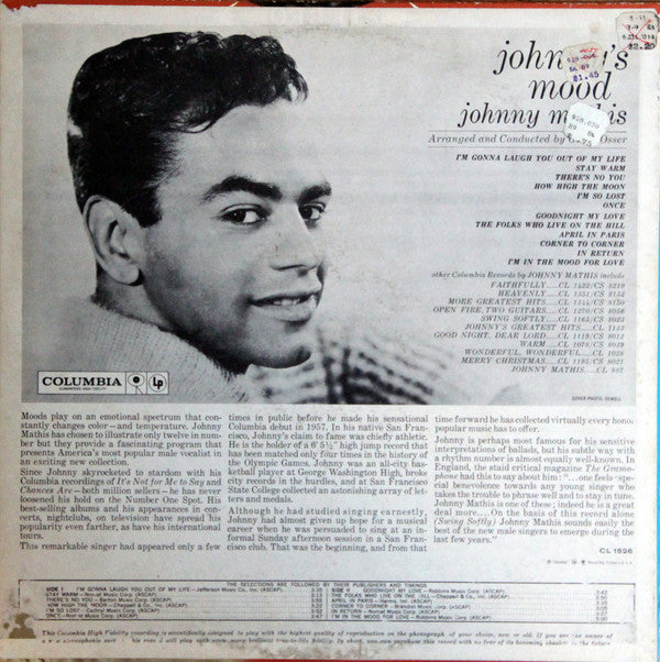 Johnny Mathis : Johnny's Mood (LP, Album, Mono)