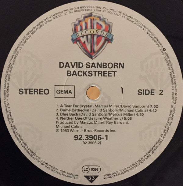 David Sanborn : Backstreet (LP, Album)