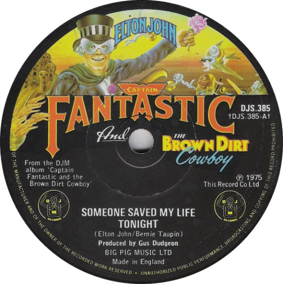 Elton John : Someone Saved My Life Tonight (7", Single, Sol)