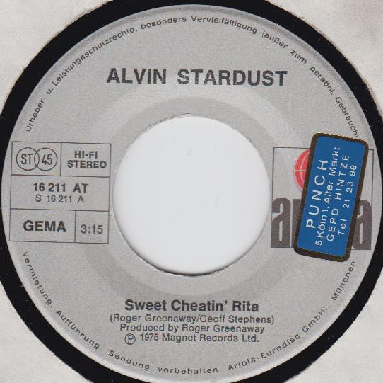 Alvin Stardust : Sweet Cheatin' Rita (7", Single)