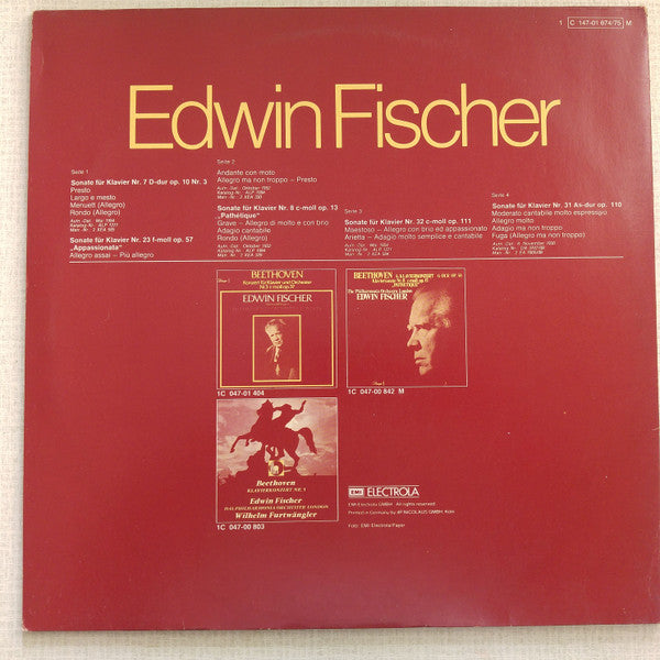 Edwin Fischer Spielt Ludwig van Beethoven : Piano Sonatas Nr, 7, 8, 31, 32 (2xLP, Comp, Mono)