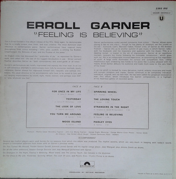 Erroll Garner : Feeling Is Believing (LP, Album)