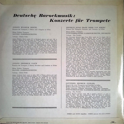 Johann Wilhelm Hertel, Johann Friedrich Fasch, Gottfried Heinrich Stölzel, Heinrich Ignaz Franz Biber, Heinz Zickler : Deutsche Barockmusik - Konzerte Für Trompete (LP, Mono)