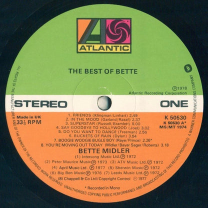 Bette Midler : The Best Of Bette (LP, Comp, Mono)