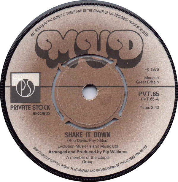 Mud : Shake It Down (7", Single)