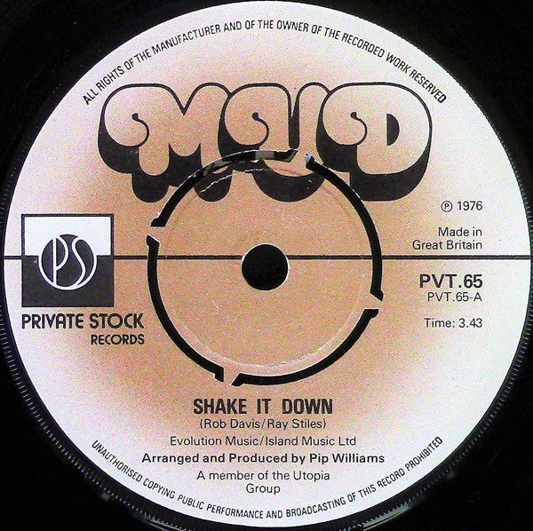 Mud : Shake It Down (7", Single)