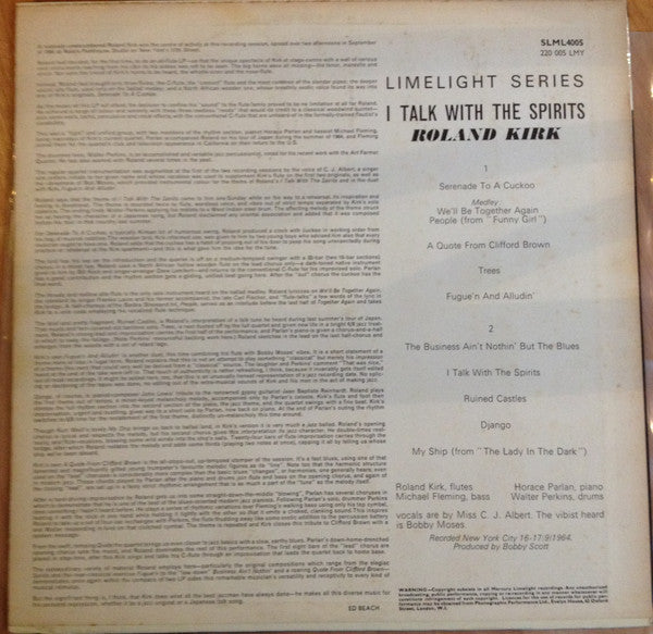 Roland Kirk : I Talk With The Spirits (LP, Album)