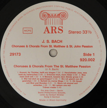 Johann Sebastian Bach : Chöre & Choräle der Matthäus Passion/Chöre & Choräle der Johannes Passion (LP, Album)