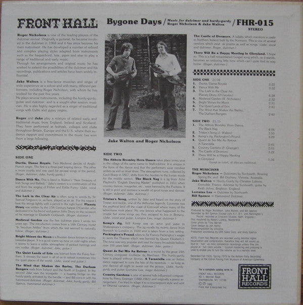 Roger Nicholson And Jake Walton : Bygone Days (LP, Album, Gre)