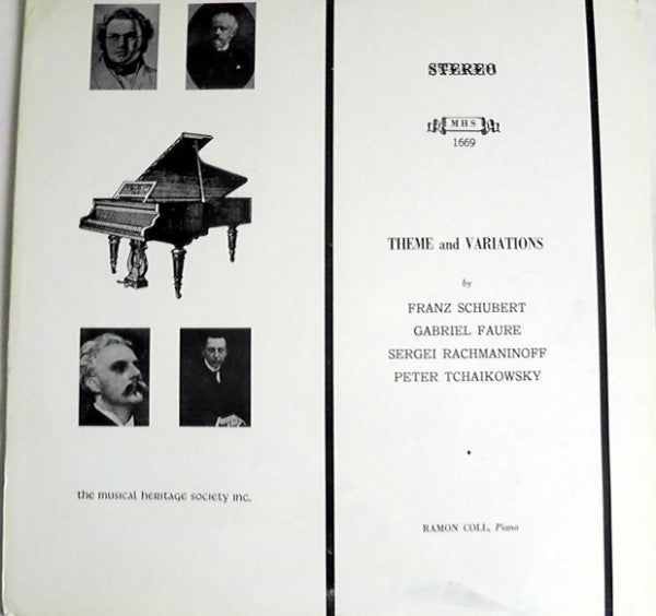 Franz Schubert, Gabriel Fauré ,  Sergei Vasilyevich Rachmaninoff, Pyotr Ilyich Tchaikovsky /  Ramón Coll (2) : Theme And Variations (LP, RE)