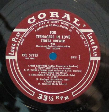 Teresa Brewer : For Teenagers In Love (LP)