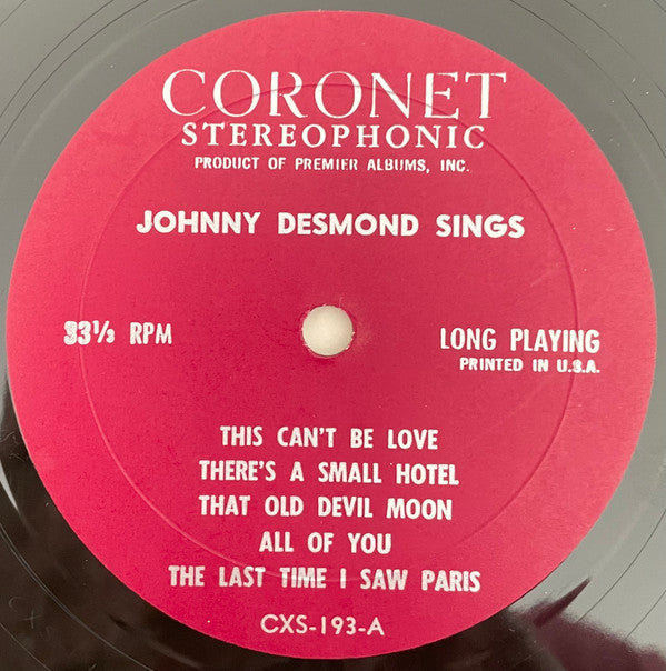 Johnny Desmond With Johnny Kay : Johnny Desmond Sings (LP, Album)