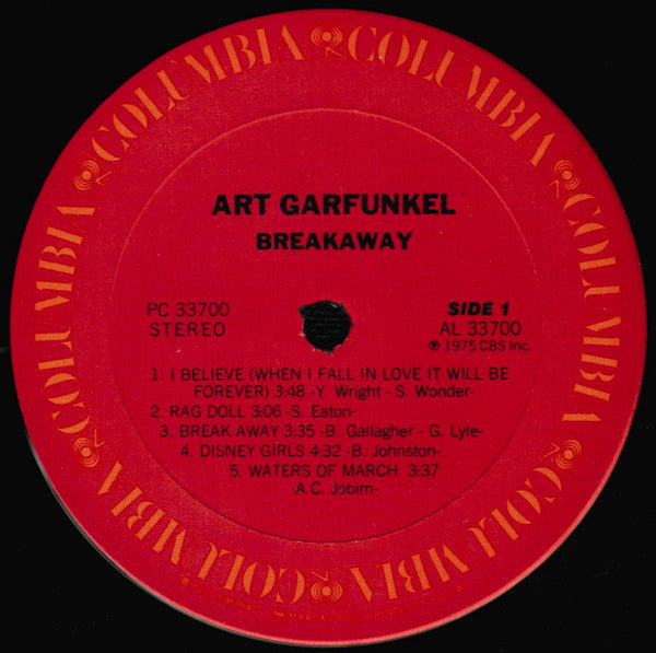 Art Garfunkel : Breakaway (LP, Album, RE, Pit)