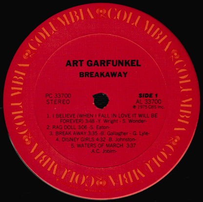 Art Garfunkel : Breakaway (LP, Album, RE, Pit)