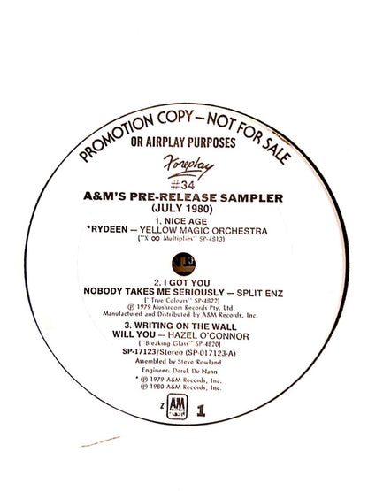 Various : Foreplay #34: A&M's Pre-Release Sampler (12", S/Sided, Promo, Smplr)