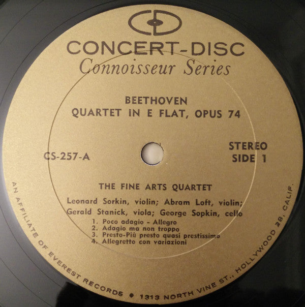 Ludwig Van Beethoven, The Fine Arts Quartet : Quartet In E Flat Opus 74 / Quartet In F Minor Opus 95 (LP)