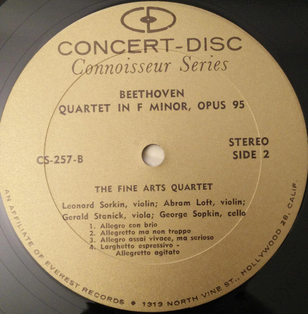 Ludwig Van Beethoven, The Fine Arts Quartet : Quartet In E Flat Opus 74 / Quartet In F Minor Opus 95 (LP)